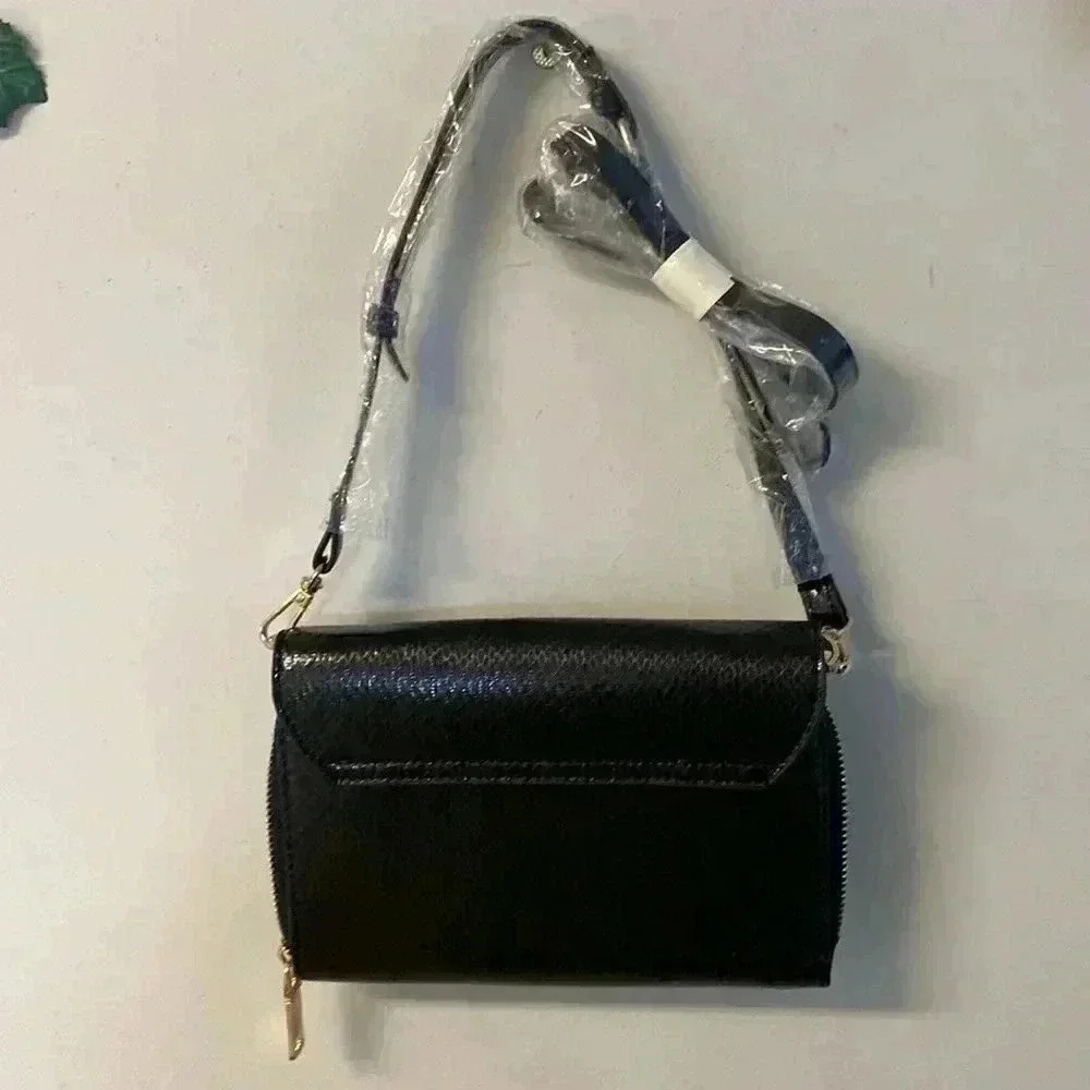 Nico & Olive Black Crossbody Purse with Zipper Closure and Faux Leather